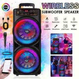 Large Outdoor Portable Wireless 3D Speaker, Professional Wireless Karaoke Machine with Microphone, RGB Light, 2400mAh Rechargeable Battery, USB Charging - Perfect for Family Gatherings, and Parties, Travel, Home Entertainment