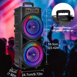 Large Outdoor Portable Wireless 3D Speaker, Professional Wireless Karaoke Machine with Microphone, RGB Light, 2400mAh Rechargeable Battery, USB Charging - Perfect for Family Gatherings, and Parties, Travel, Home Entertainment