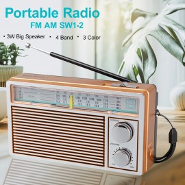 A Vintage Portable Radio for Seniors Featuring AM, FM, And SW Bands, This Stylish Retro Radio Is Suitable for Both Indoor And Outdoor Use, And Is Ideal for Emergencies, Complete with a Speaker And Headphone Jack.