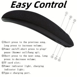 1pc Wireless Neckband Speaker, 3D Stereo Surround Sound, Hands-Free Calls, Upward-Facing Sound, Bass Boost, Lightweight, Type-C Charging, Ergonomic Design, Wireless Speaker, Long Play Time, for Home, Office, Sports, and Outdoors