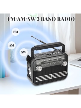 128BT Portable All-Band Radio with FM/AM/SW1-6, USB/TF/BT Connectivity, Dual Power (Battery/USB), Loud Speaker & Headphone Jack, Digital Display, Ergonomic Handle & Protective Grille - Indoor/Outdoor Multi-Wave Receiver with AM/FM/SW1-6 Tuning, USB/TF/BT Streaming, Battery/USB Power Options, Compact & Portable Design for Home, Travel, Camping, Emergencies - Ideal for Music & News Use, USB Radio Portable