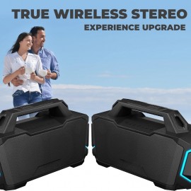 Portable Wireless Speaker with 100w Booming Stereo Sound, 10000mAh Long-Lasting Battery Life, 20h Play, Dsp Driven Technology, Bt 5.3, RGB Lights, Aux&Usb&Tf-Card Input, Multiple Play Modes, Tws Paring Speaker, Outdoor Speaker for Camping, Beach, Travel, Party, Gifts, Microphone not Included.