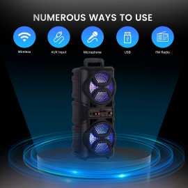 Portable Wireless PA Speaker - 2500W Dual 3