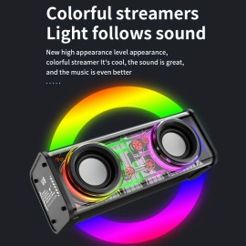 [Kinglucky]V8 - New Wireless Speaker, Portable Subwoofer with LED Lights, Stocking Stuffers, Powerful Crystal Clear Sound, All Day Playtime, BT 5.4, TWS Paring, Small Wireless Speaker for Outdoor, Black, White, Halloween Gift