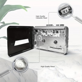 1pc Portable Auto Reverse Cassette Tape Player, USB Powered, Clear Stereo Sound, with Speaker & Headphone Jack, Cassette to MP3 Converter, Dual Power Mode (USB/Battery), Operating Voltage ≤36V - No Battery Included