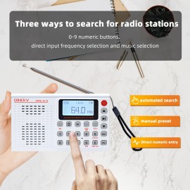 A Multi-Functional FM/AM/SW Radio with a 3W Full Band Speaker, a 3.5Mm Headset Interface, USB Charging, Compact Indoor Design, Wireless Connection, Wireless Transmission, Back-Mounted Holder Design, Suitable for Indoor, Outdoor And Emergency Use, Outdoor Enthusiasts, Camping, And Hiking