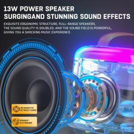 NewRixing Wireless Karaoke Machine with 2 Microphones, Portable Speaker with Bass Boost, USB Type-C Charging, Shock-Resistant, Stereo Audio, Button Control, for Smartphones/Tablets, Non-Waterproof, Ideal for Family Outdoor Parties, Birthday/Halloween/Christmas Gift, 2400mAh Lithium Battery, 1-5W Output