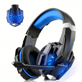 [Gaming Headset] Noise Cancelling Gaming Headset | Over Ear Headphones with Mic, LED Light, Bass Surround for PS4 PS5pcs Xbox One Controller, Soft Memory Earmuffs for Laptop Mac