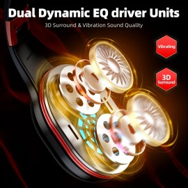 [Wireless Gaming Headset] UG-05 2.4GHz Wireless Gaming Headset | Ultra-Low Latency Technology + Immersive Vibration Feedback | 30H Battery Life Over-Ear Design | Detachable Microphone + High-Speed Wireless Adapter | Dynamic RGB Lighting | Compatible with PS4/PS5/PC