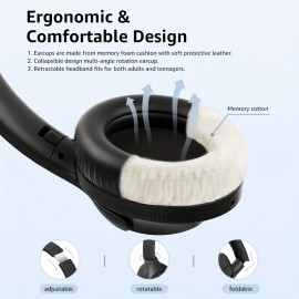 [Picun ANC Headphones] Picun Active Noise Cancelling Headphones | 100 Hours Playtime Wireless Over Ear Headphone for Travel, Home, Office with ENC