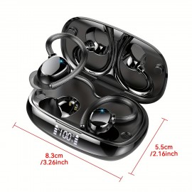 Wireless Headphones, High-fidelity Stereo Sports Wireless 5.3 In-ear Headphones with Hook, 48H Deep Bass, LED Display, Noise Reduction, Built-in Running Microphone