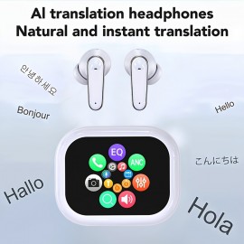 AI Translation Headphones with Touch Screen, Capable of Translating in 144 Languages, Making Conversations Easy While Traveling Abroad. These Headphones Facilitate Dialogue, Support Multilingual Translation, And Are Lightweight. They Function As a M