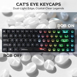White Cat'S Eye Stone Max Keycaps for a Dark And Cool Magnetic Axis Mechanical Keyboard, Suitable for Customized DIY Trendy Peripherals.