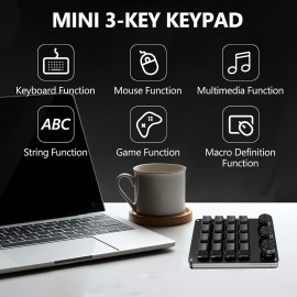 Multi-Mode Programming Macro Key Keyboard with Knob - USB-Powered, Ambidextrous, Hotkeys & Media Controls for Gaming, Office, and Multimedia - Sleek Black Design, No Battery Needed, Gaming Keyboard, Office Keyboard, Modern Aesthetic, Durable Construction, Keyboard And Mouse Mechanical, Mechanical Keyboard, Keyboard Mechanical, Keyboard Keycap
