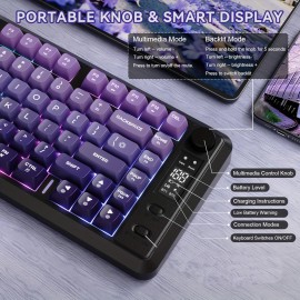 M75 Gaming Keyboard, RGB Backlit Small Membrane Keyboard with Smart Display & Knob, PBT Gradient Keycaps for PC, MAC