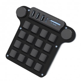 16-Key Compact RGB Backlit Programmable Keyboard with USB 3.0 Hub (3 Ports), SD/TF Card Reader, Macros & Media Keys - iOS/Windows Compatible for Office, Gaming, Programming, Office Workstation | Stylish Finish | Highquality Keys, Keyboard for Computer