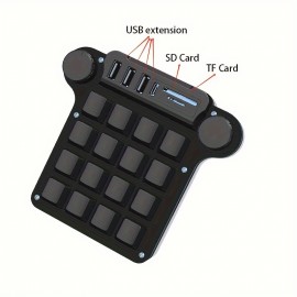 16-Key Compact RGB Backlit Programmable Keyboard with USB 3.0 Hub (3 Ports), SD/TF Card Reader, Macros & Media Keys - iOS/Windows Compatible for Office, Gaming, Programming, Office Workstation | Stylish Finish | Highquality Keys, Keyboard for Computer