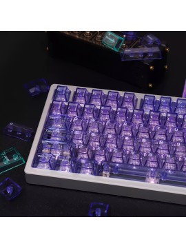 Crystal Purple Transparent 156-Key Mechanical Keyboard Keycap Complete Set PC Material Transfer Cherry Original Height