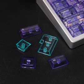 Crystal Purple Transparent 156-Key Mechanical Keyboard Keycap Complete Set PC Material Transfer Cherry Original Height