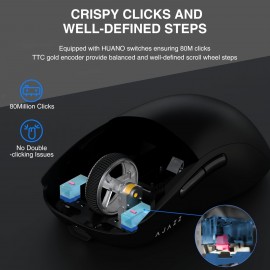 AJ199 Wireless Gaming Mouse, 59G Ultra Lightwieght-Huanuo Micro Switch-26K PAW3395 Sensor-40Hrs Battery Life-2.4G/USB-C Mouse Gaming -Wireless Computer Mouse 6 Programmable Buttons, 100% PTFE Feet
