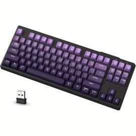 M87 75% Wireless Gaming Keyboard Membrane Silent Rainbow Backlit 2.4Ghz PBT Gradient Keycaps Rechargeable 4000mAh Battery Ergonomic for MAC/Win/PC