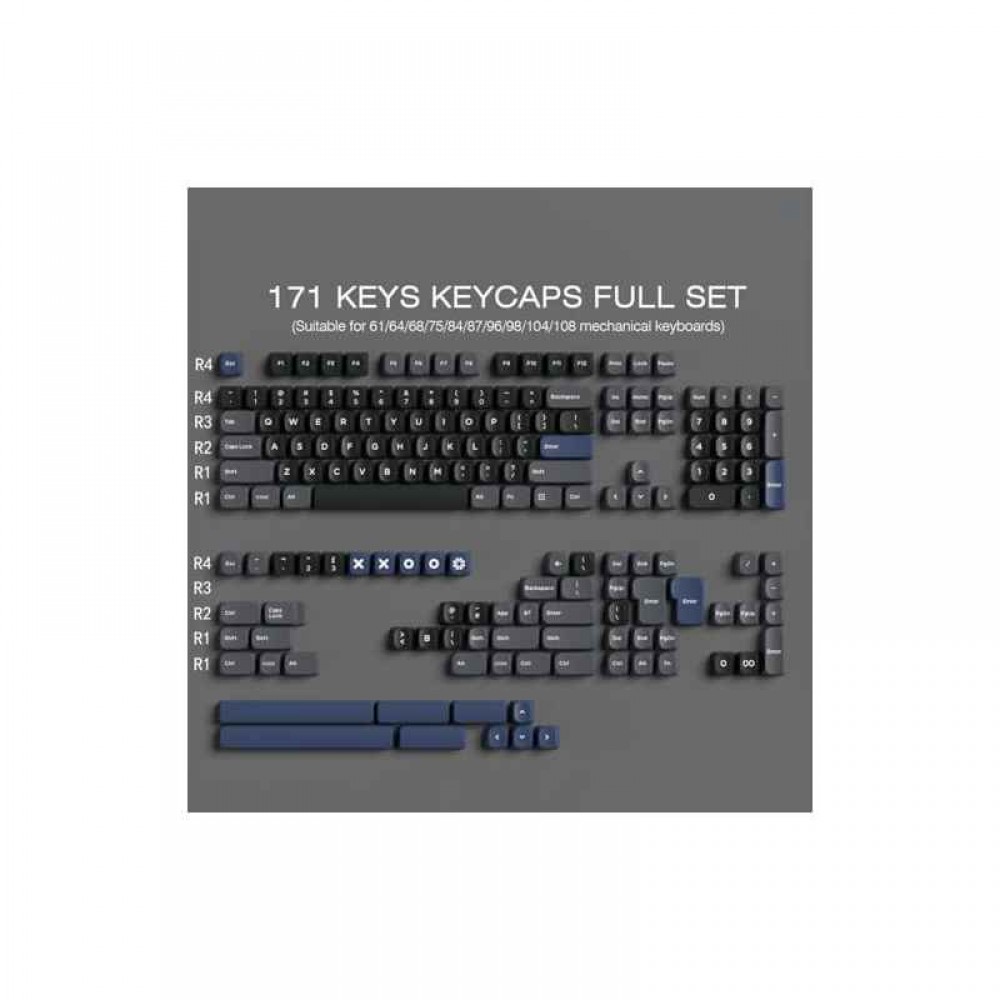 Hyekit PBT Keycaps - YMK Profile, Double Shot, 75% 172 Keys, Cherry Gateron MX Cool for Dark Night, Keyboard Upgrade, Typing Experience, Ergonomic Design, Sleek Keycap Set, Durable Keycaps, Precision Shot, Backlit Compatible, Mechanical Keyboards