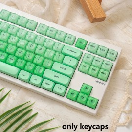 132-Key MOA Jelly Green Gradient Keycap Set with Cute Ball-Top PBT+PC Caps for 61/64/75/87/98/104 Layouts