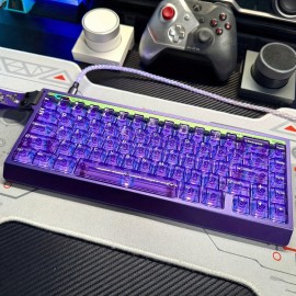 [Purple transparent keycaps] Purple Transparent Keycaps, Original Height 125 Keys PC Material Compatible with All Magnetic Switch Mechanical Keyboards Nano68/60