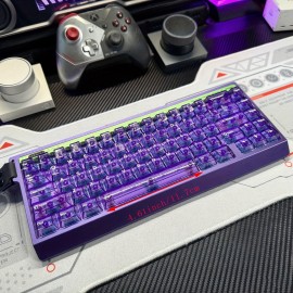 [Purple transparent keycaps] Purple Transparent Keycaps, Original Height 125 Keys PC Material Compatible with All Magnetic Switch Mechanical Keyboards Nano68/60