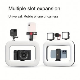 Smartphone Video Rig with Light, Cell Phone Handheld Stabilizer with Ring Light 8500k Selfie Light for Filmaking Live Steam Tiktok YouTube Video Recording, with high capacity Build-in Battery, Selfie Stick for Phone, Live Streaming Setup, Selfie Lighting, Portable Rig, Lightweight Stabilizer, Reliable Performance, Durable Build, Smartphone Accessory, Video Lighting, Streamers, Social Media Creators