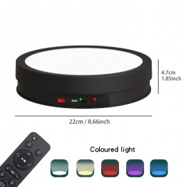 8.66in RGB Color-Changing LED Rotating Display Stand with Remote Control, USB-Powered Electric Turntable Base with 360° Rotation & Adjustable Brightness for Photography Studio Lighting, Home Decor, Product Showcase - Compatible with Smartphones/Tabl