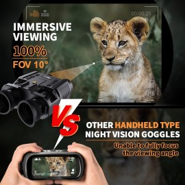 Night Vision Goggles with Head Strap, 1312FT Head-Mounted Night Vision Binoculars, Hands-Free Nightvision Goggles for Helmet, Long Rang Infrared Nightvision for Adults, 8X Digital Zoom/ 32GB SD Card