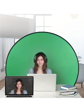 Round Green Screen Backdrop for Streaming and Photography - Durable Polyester Material, Perfect for Podcasting, Video Calls, Meetings, and Home Office Use, Meetage Streaming Setup | Studio Style Backdrop | Lightweight Screen, Green Screen Light
