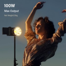 100W Bicolor COB LED Video Pocket Light with Bowens Mount, 10000Lux/m 2700K-7500K Bi-Color Camera Light with 10 Scenario Simulations Control Continuous Lighting for Photography, Lightweight And Portable Lamp