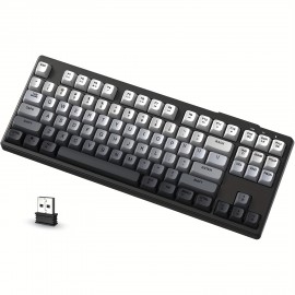M87 75% Wireless Gaming Keyboard Membrane Silent Rainbow Backlit 2.4Ghz PBT Gradient Keycaps Rechargeable 4000mAh Battery Ergonomic for MAC/Win/PC