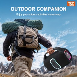 TG674 Portable Wireless Outdoor Speaker with Colorful LED Lights, TWS Pairing, Type-C Charging, Music Player, Compatible with Smartphones/Tablets/TV, Perfect for Pool Parties, and More, Valentine'S Day, New Year, Camping, Home Entertainment