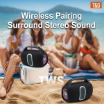 TG674 Portable Wireless Outdoor Speaker with Colorful LED Lights, TWS Pairing, Type-C Charging, Music Player, Compatible with Smartphones/Tablets/TV, Perfect for Pool Parties, and More, Valentine'S Day, New Year, Camping, Home Entertainment
