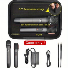 Wireless Microphone for TONOR, Shure, Bietrun, ALPOWL Two Microphone System - Large EVA Foam Storage Box with Carrying Handle, Fits Different Sizes of Microphones, Receiver, Audio Cable & Power (Box Only), Microphone Storage