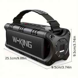 W-KING 30W Wireless Speaker, An IPX6 Outdoor Portable Speaker, Boasts Powerful Bass, All-Day Playback, Dual EQ, AUX Input, TF Card Reading, And USB Playback - A Robust Speaker Suitable For Home, Parties, And Camping.