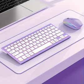 Portable Bluetooth Keyboard Mouse Combo 2.4G Support 3 Devices 7 Backlight Keyboard Mouse Rechargeable Slim Keyboard for Windows/Mac OS/Notebook, Portable Computing, Travel Keyboard, Compact Design, Lightweight Combo, Durable Build, Highperformance Gadget, Tech Enthusiasts, Students Laptop