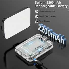 60 LED Portable Clip-On Video Light with 2200mAh Rechargeable, 7 Lighting Modes & 10-Level Dimmer, - Selfie Light for iPhone//DSLR/Action Cameras, Vlogging, YouTube Recording, Smartphones & Tablets