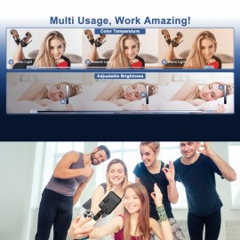 60 LED Portable Clip-On Video Light with 2200mAh Rechargeable, 7 Lighting Modes & 10-Level Dimmer, - Selfie Light for iPhone//DSLR/Action Cameras, Vlogging, YouTube Recording, Smartphones & Tablets