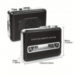 1pc Portable Auto Reverse Cassette Tape Player, USB Powered, Clear Stereo Sound, with Speaker & Headphone Jack, Cassette to MP3 Converter, Dual Power Mode (USB/Battery), Operating Voltage ≤36V - No Battery Included